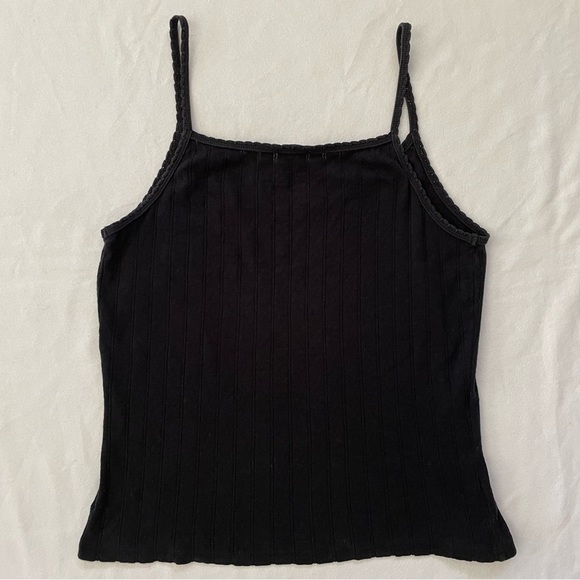 LESET Pointelle Tank Top Black Cotton XL - Picture 4 of 9